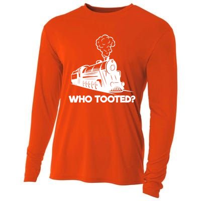 Who Tooted Funny Train Lovers & Railroad Model Trains Cooling Performance Long Sleeve Crew