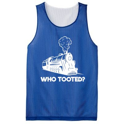 Who Tooted Funny Train Lovers & Railroad Model Trains Mesh Reversible Basketball Jersey Tank