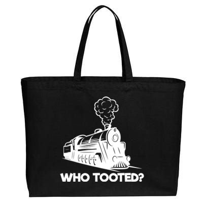 Who Tooted Funny Train Lovers & Railroad Model Trains Cotton Canvas Jumbo Tote