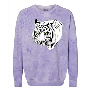 White Tiger Face Colorblast Crewneck Sweatshirt