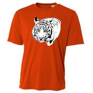 White Tiger Face Cooling Performance Crew T-Shirt