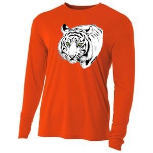 White Tiger Face Cooling Performance Long Sleeve Crew