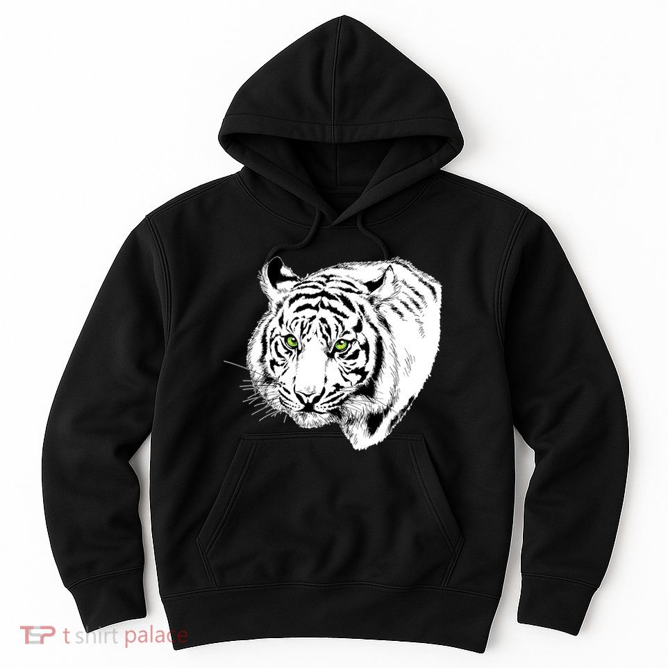 White Tiger Face Hoodie