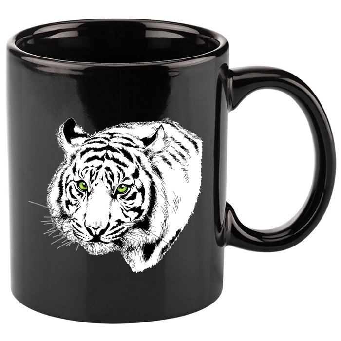 White Tiger Face 11oz C Handle Ceramic Mug