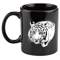 White Tiger Face 11oz C Handle Ceramic Mug