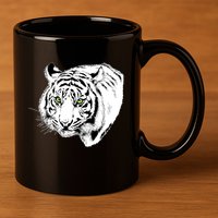 White Tiger Face 11oz C Handle Ceramic Mug