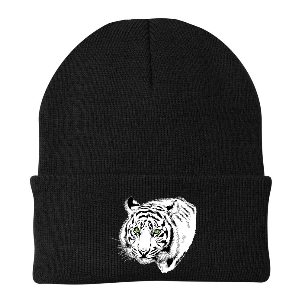 White Tiger Face Beanie