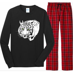 White Tiger Face Long Sleeve Pajama Set