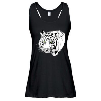 White Tiger Face Ladies Essential Flowy Tank
