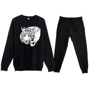 White Tiger Face Premium Crewneck Sweatsuit Set