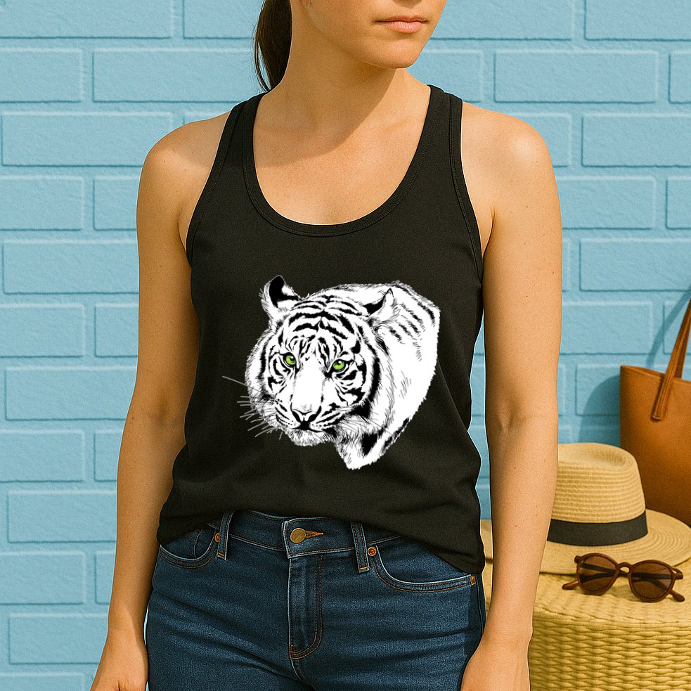 White Tiger Face Womens Tank Top