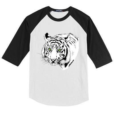 White Tiger Face Kids Colorblock Raglan Jersey