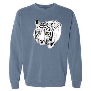 White Tiger Face Garment-Dyed Sweatshirt