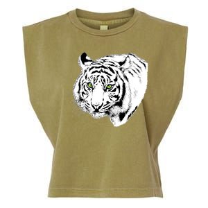 White Tiger Face Garment-Dyed Women's Muscle Tee