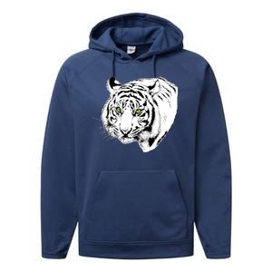 White Tiger Face Performance Fleece Hoodie