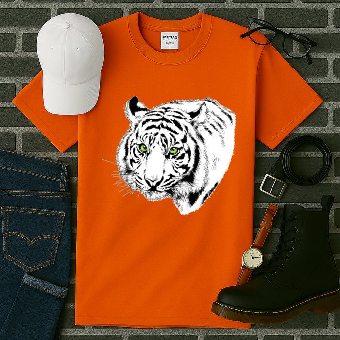 White Tiger Face Tall T-Shirt