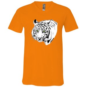 White Tiger Face V-Neck T-Shirt