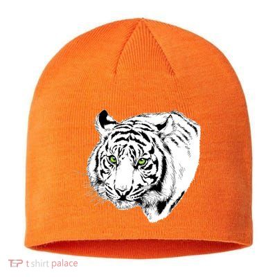 White Tiger Face Sustainable Beanie