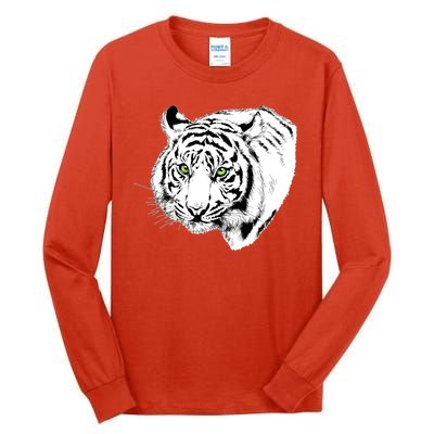 White Tiger Face Tall Long Sleeve T-Shirt