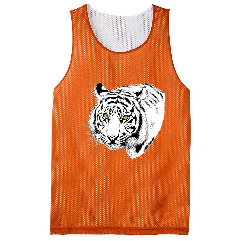 White Tiger Face Mesh Reversible Basketball Jersey Tank