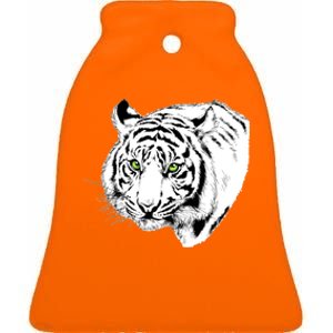 White Tiger Face Ceramic Bell Ornament