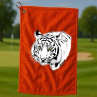 White Tiger Face Golf Towel