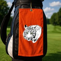 White Tiger Face Golf Towel