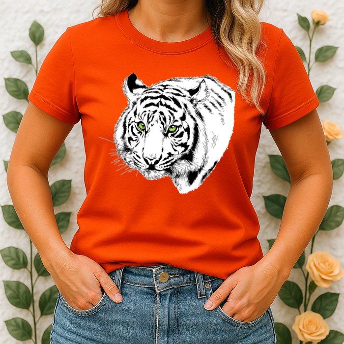 White Tiger Face Womens T-Shirt