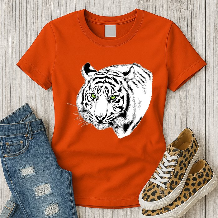 White Tiger Face Womens T-Shirt