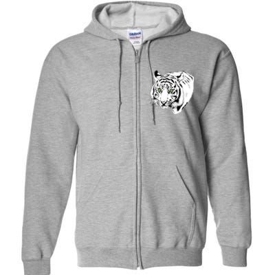 White Tiger Face Full Zip Hoodie