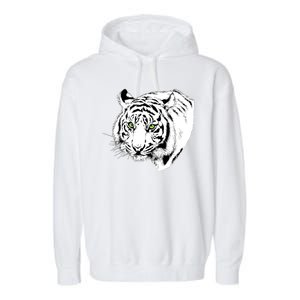 White Tiger Face Garment-Dyed Fleece Hoodie