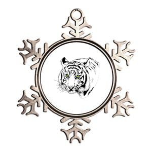 White Tiger Face Metallic Star Ornament