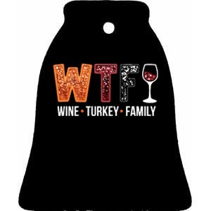 Wine Turkey Family Ceramic Bell Ornament