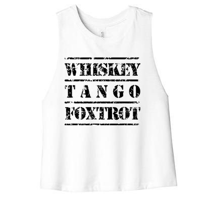 Whiskey Tango Foxtrot Military Design Women's Racerback Cropped Tank