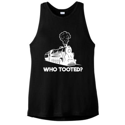 Who Tooted Funny Train Lovers & Railroad Model Trains Ladies PosiCharge Tri-Blend Wicking Tank