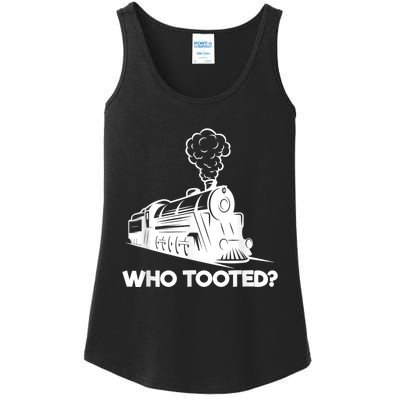 Who Tooted Funny Train Lovers & Railroad Model Trains Ladies Essential Tank