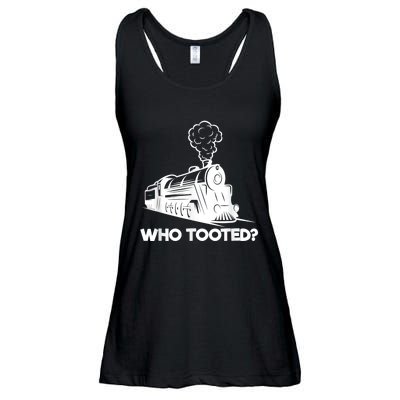 Who Tooted Funny Train Lovers & Railroad Model Trains Ladies Essential Flowy Tank