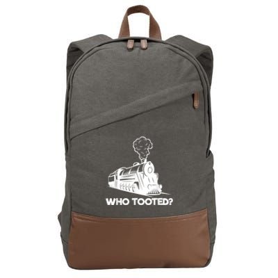 Who Tooted Funny Train Lovers & Railroad Model Trains Cotton Canvas Backpack