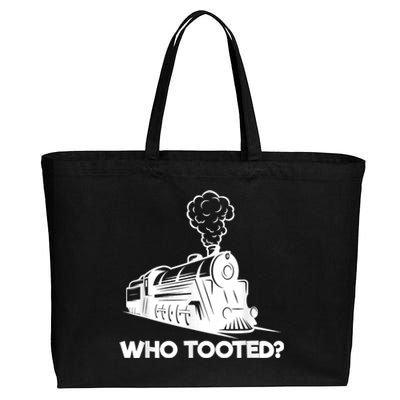 Who Tooted Funny Train Lovers & Railroad Model Trains Cotton Canvas Jumbo Tote