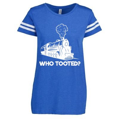 Who Tooted Funny Train Lovers & Railroad Model Trains Enza Ladies Jersey Football T-Shirt