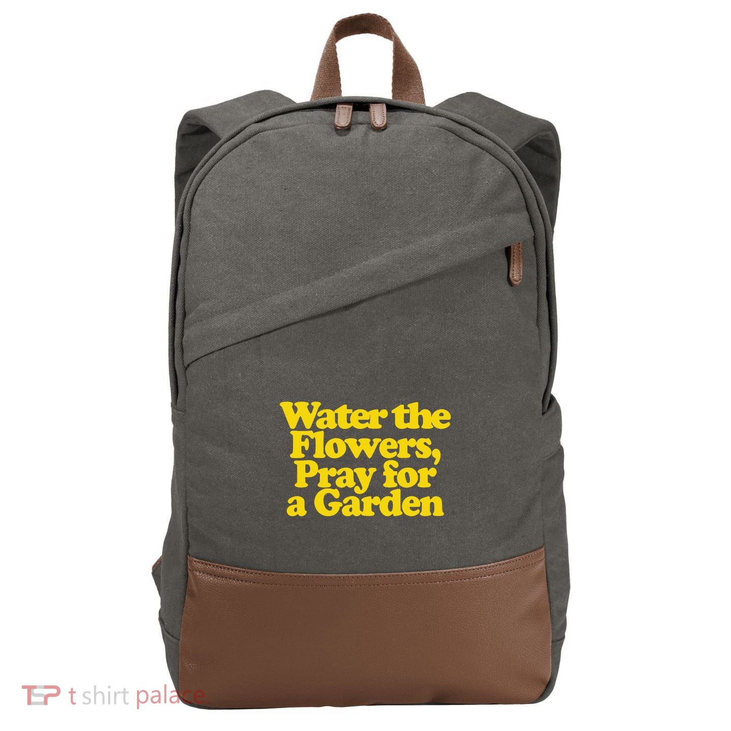 Water The Flowers Pray For A Garden Cotton Canvas Backpack