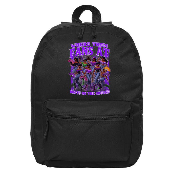 Where Them Fans At Boots On The Ground Cowgirls Western 16 in Basic Backpack