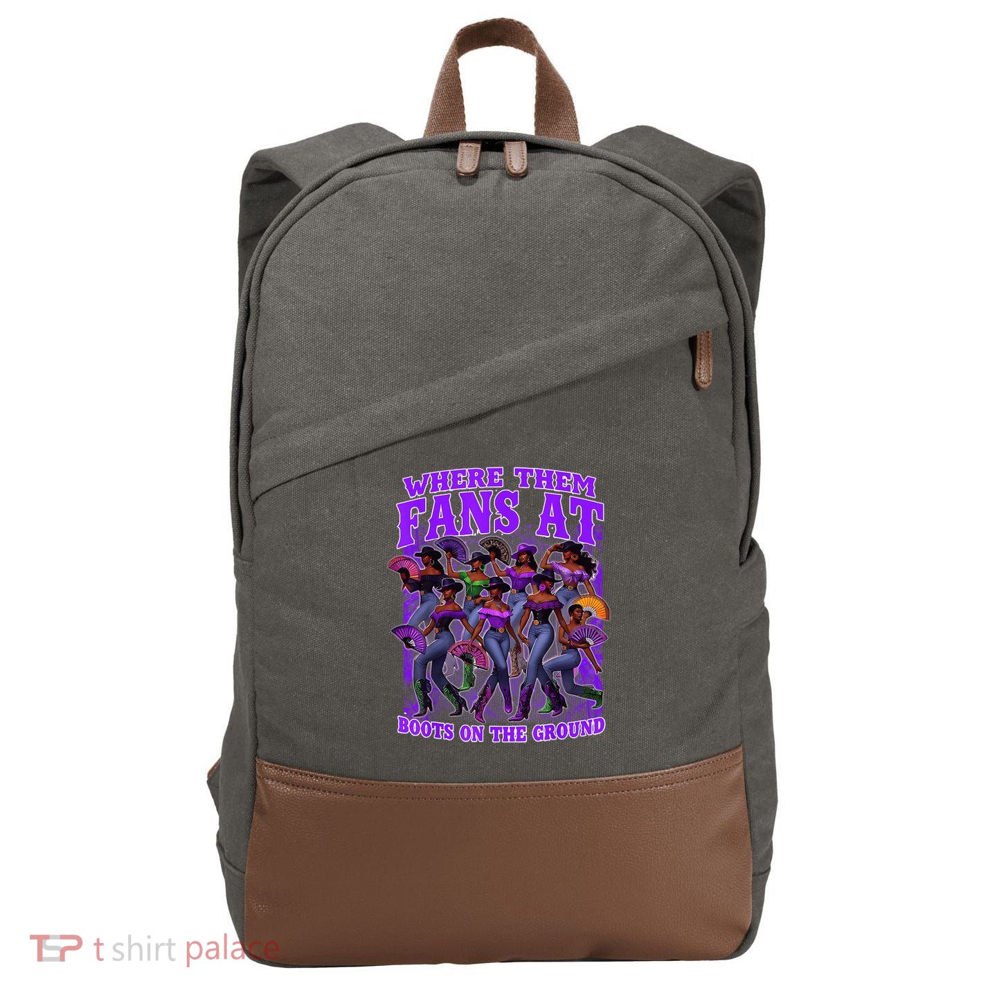 Where Them Fans At Boots On The Ground Cowgirls Western Cotton Canvas Backpack