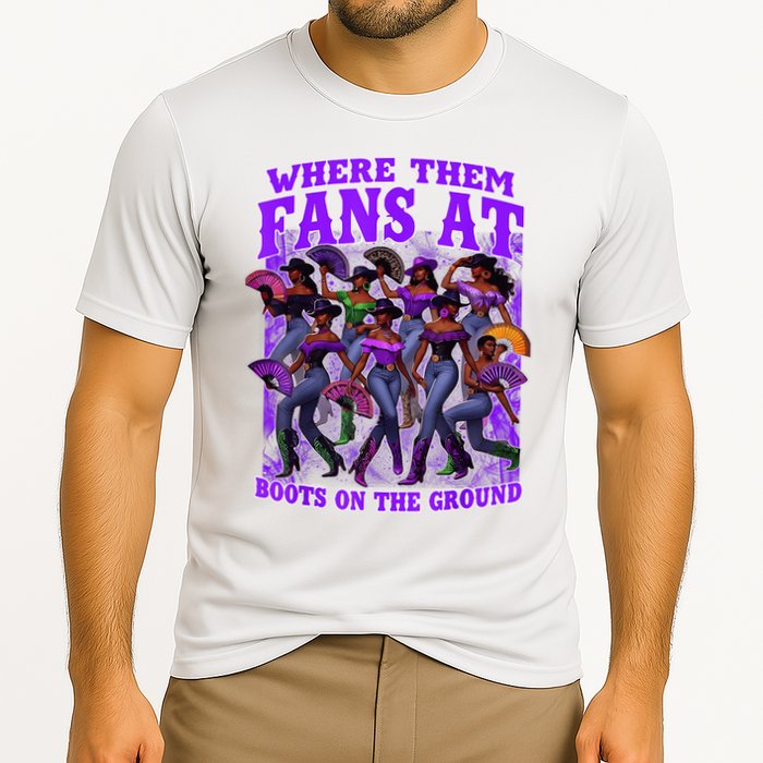 Where Them Fans At Boots On The Ground Cowgirls Western Performance Shirt
