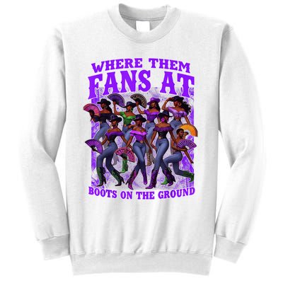 Where Them Fans At Boots On The Ground Cowgirls Western Sweatshirt