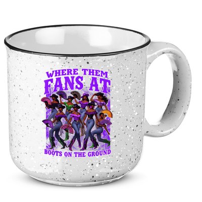 Where Them Fans At Boots On The Ground Cowgirls Western 15oz Campfire Ceramic Mug