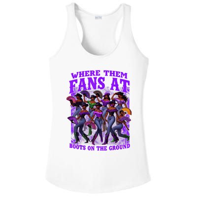 Where Them Fans At Boots On The Ground Cowgirls Western Ladies PosiCharge Competitor Racerback Tank