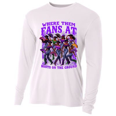 Where Them Fans At Boots On The Ground Cowgirls Western Cooling Performance Long Sleeve Crew