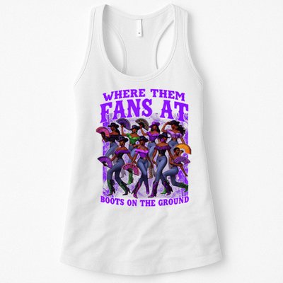Where Them Fans At Boots On The Ground Cowgirls Western Womens Tank Top