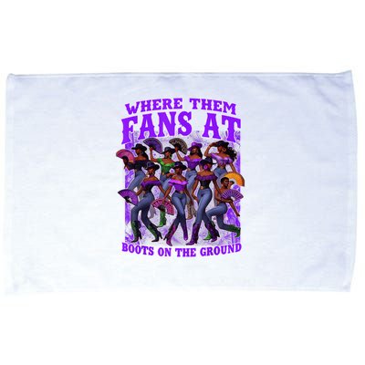Where Them Fans At Boots On The Ground Cowgirls Western Microfiber Hand Towel